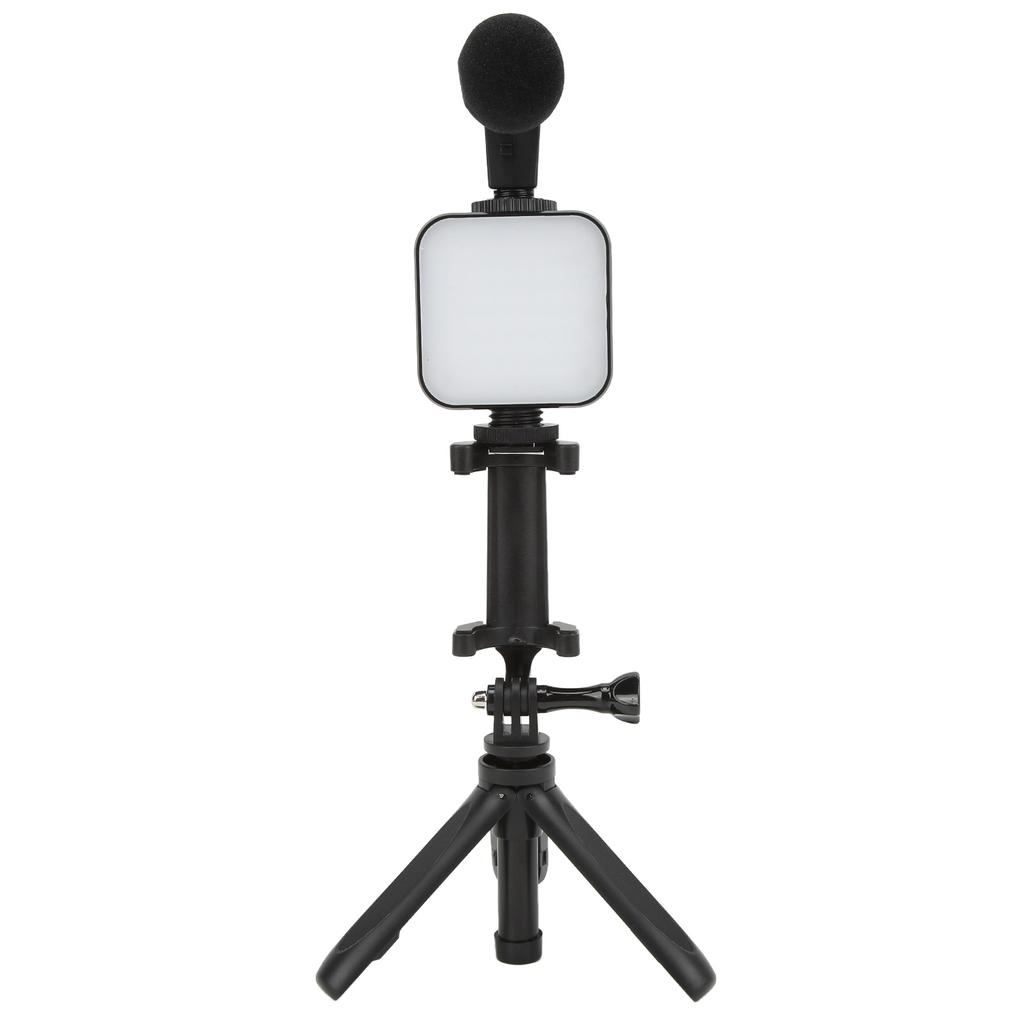 Smartphone Vlogging Kit Live Broadcast Phone Video Microphone Kit with Fill Light Tripod and Phone Holder