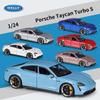 Welly 1/24 Porsche Taycan Turbo S Legierungsauto Modell Diecasts Metall Spielzeug Sportwagen Modell Hochsimulationssammlung Kindergeschenke