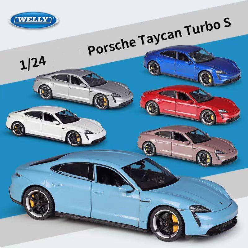 Welly 1/24 Porsche Taycan Turbo S Alloy Car Model Diecasts Metal Toy Sports Car Model High Simulation Collection Childrens Gifts