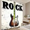Rock Music Curtains Detailed Guitar Strings Retro Halftone Suitable Living Room Bedroom Set Of 2 Made Polyester Sitting Decor