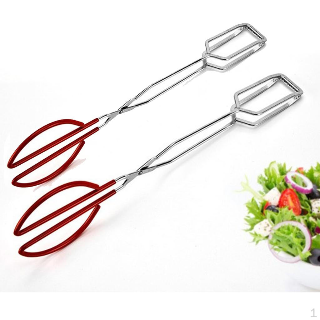 2Pcs Stainless Steel BBQ Barbecue Scissors Tongs Kitchen Buffet Pliers
