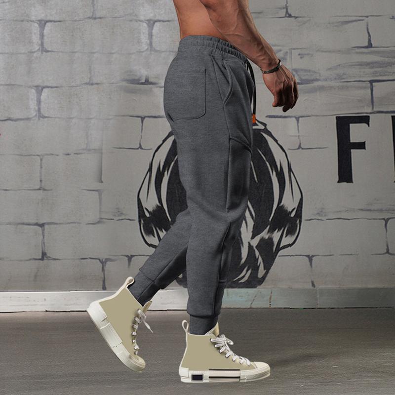 الرجال فضفاض الرباط قيعان السراويل المستقيمة أقدام مجمعة الرجال بانت Sweatpants بلون