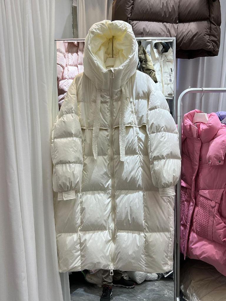 Women's Long Over-the-Knee Korean Style White Duck Down Jacket - Plus Thick, Warm, Loose Fit (2025)
