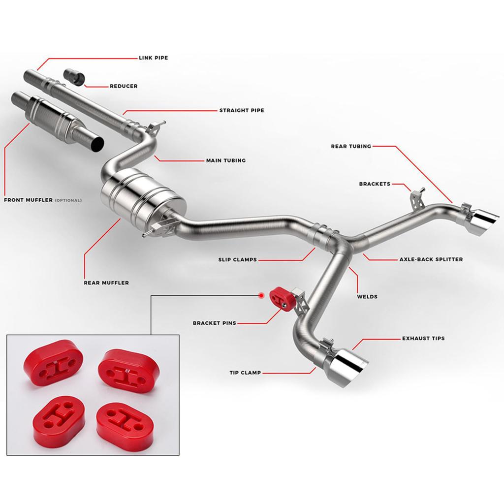 YIDELI Hanging Rubber 4 Pack Reinforced Muffler Hanger Mount Ring Car Anti-Vibration Universal Muffler