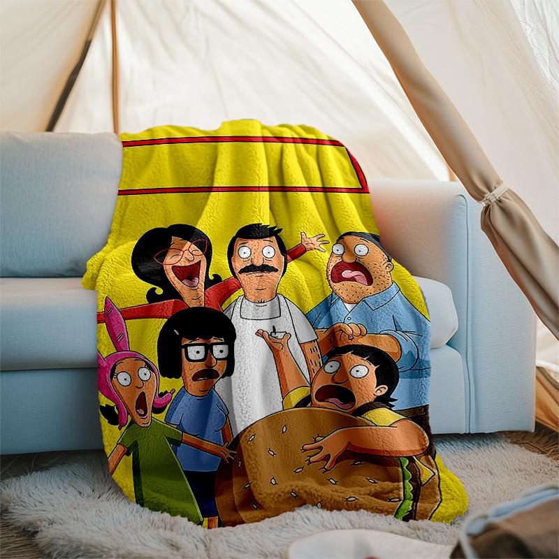 Bob's Burgers Theme Printed Blanket - Perfect for Couch, Bed, Travel & Outdoor Use | Machine Washable, Cozy & Durable.