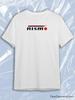 T-shirt Blanc Manches Courtes Col Rond TeeSensation avec Logo nismo Noir avec Bandes Rouge Blanc et Point Rouge