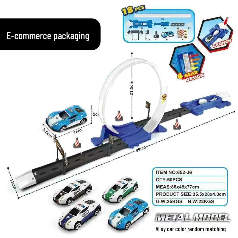 Boys' Metal Racing Toy Cars with Track Set