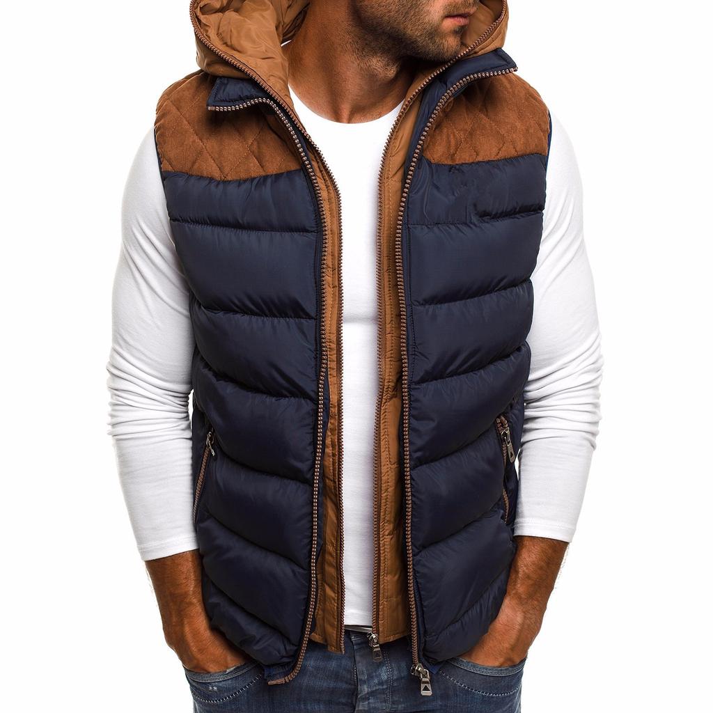 Fashion Color Matching Men's Cotton-padded Jacket, Large Size Cotton-padded Jacket, Hooded Vest
