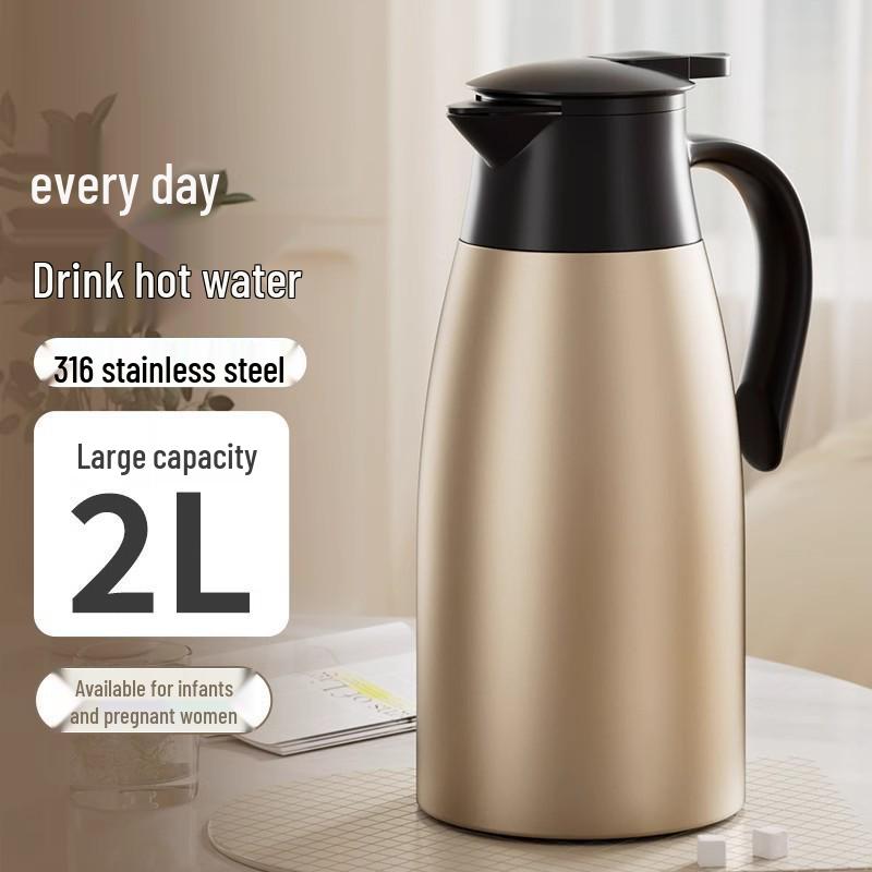 

304 Stainless Steel 2L Hot Water Kettle Thermos for Dorm/Office/Home Use Steel 2L [24h Vacuum Insulation]