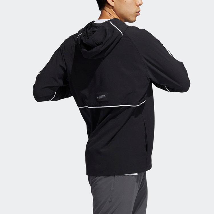 Adidas Sports Zip-Up Hooded Jacket Men Outerwear Black GL4799