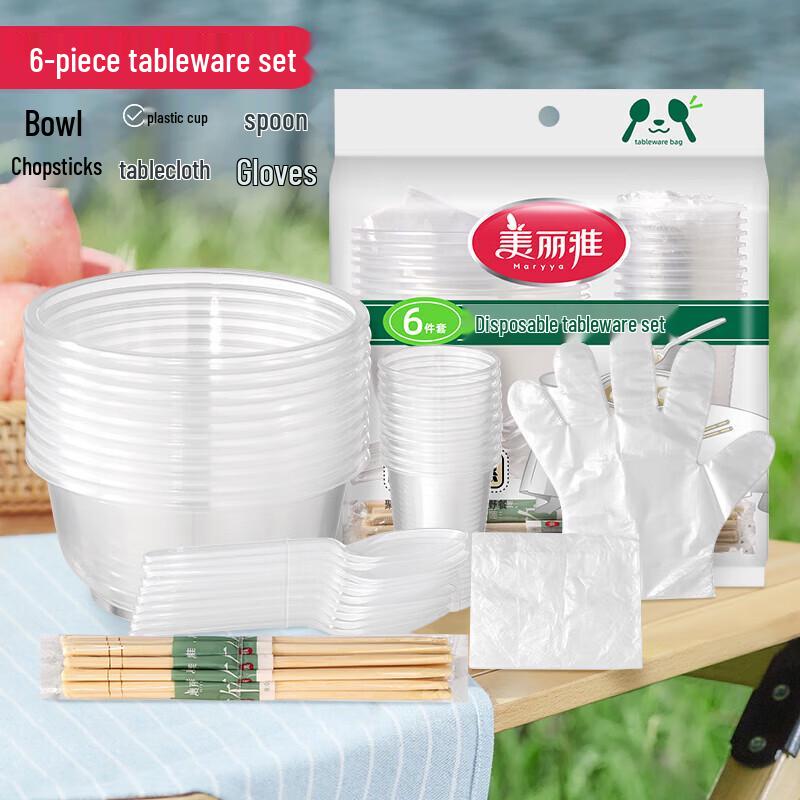 MARYYA 6-Piece Outdoor Camping Disposable Tableware Set