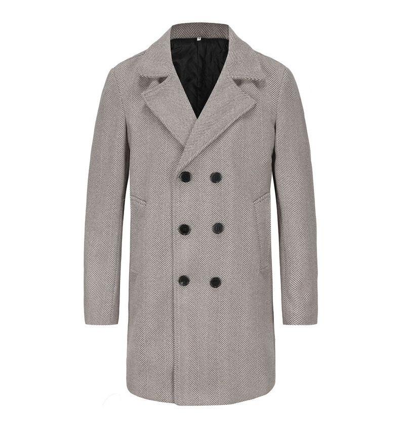 2024 Autumn/Winter Men's Plaid Woolen Coat: Mid-Length, Warm, European Size