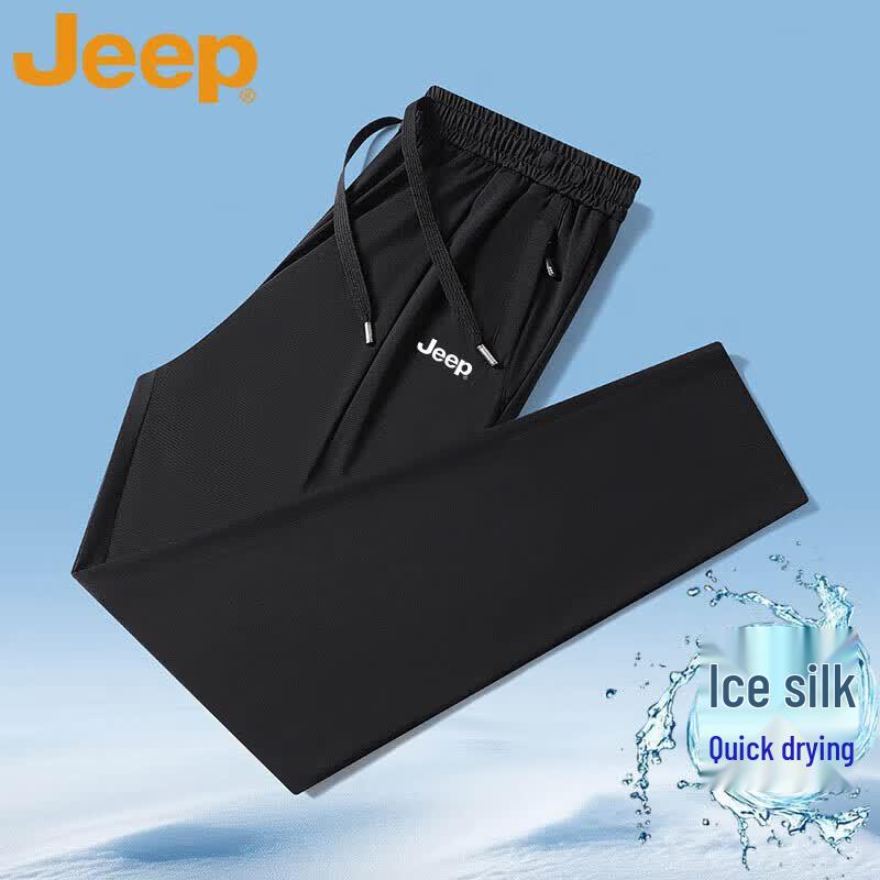 JEEP Men s Summer Ice Silk Straight-Leg Pants 3XL