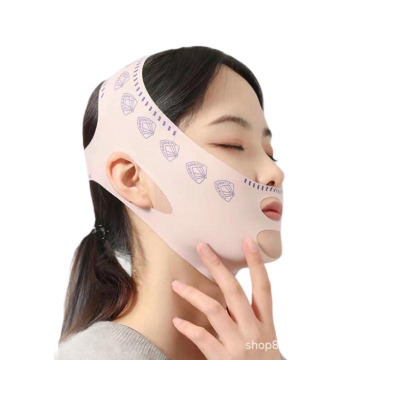 Ansiktsformande Nasolabialrynkbandage Sovmask - Andningsbar Elastisk Uppstramande Hakrem