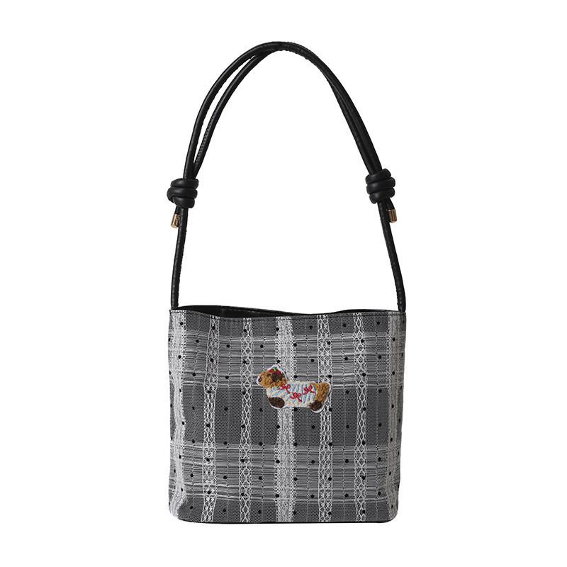 Elegant High-end Plaid And Polka Dot Handbag For Women Stylish Medium Shoulder Bag