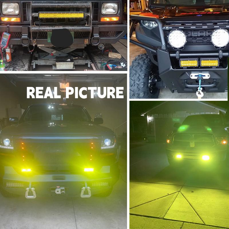 LED Work Light Amber Led Bar 12-24V Headlights Offroad LED Pods 4X4 Spotlights Driving Fog Lamp for Tractors Truck Motorcycle