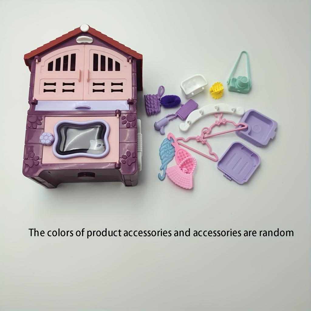 1pc Mini Cute Little Dog And Cat Beauty Shop Toy Set, Pet Toys, Playing House Scene Games