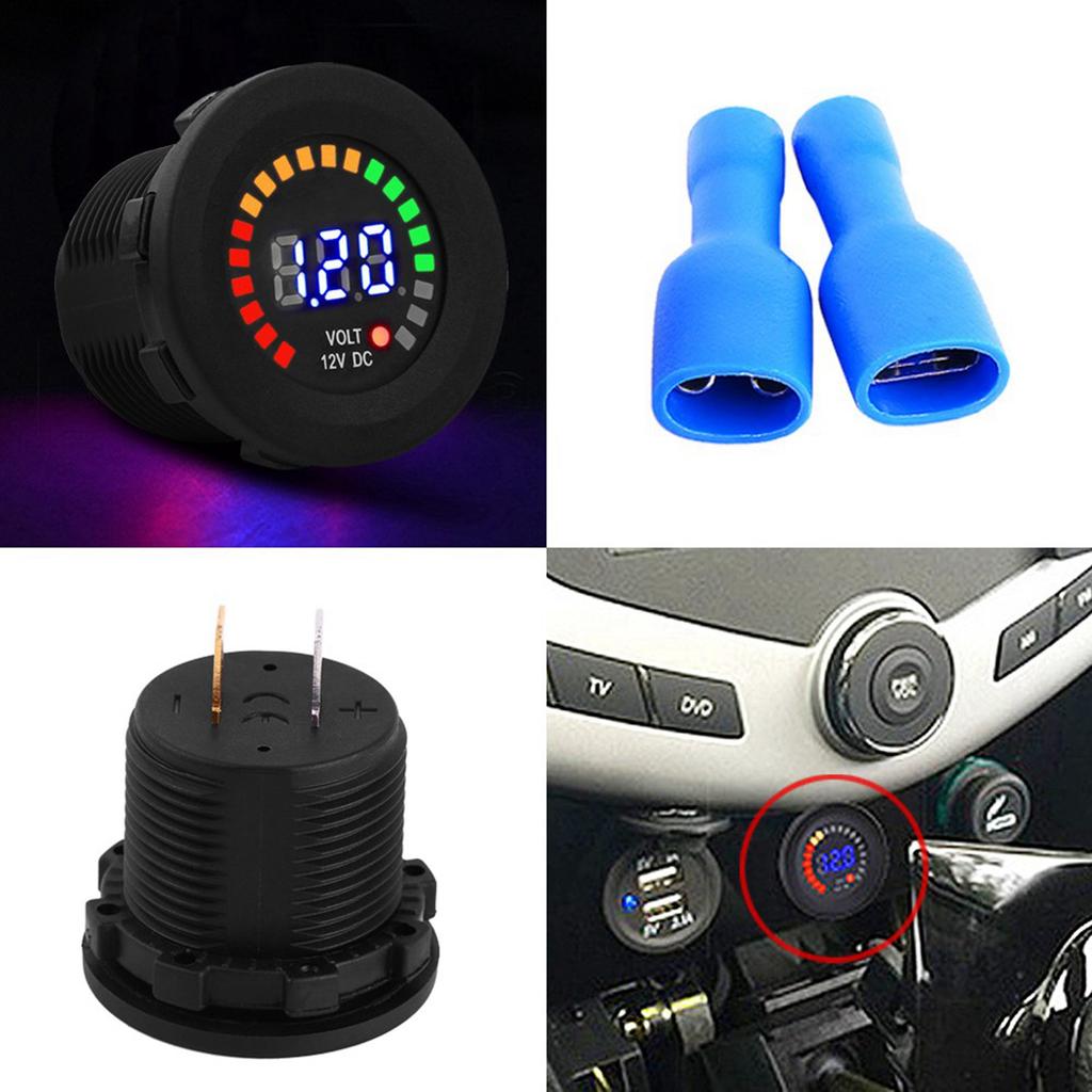 12 V Motorcycle Car LED Digital Display Voltmeter Waterproof Voltage Volt Meter Gauge Black New