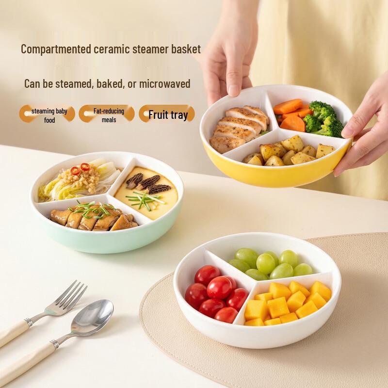 Onlycook Kids  Divided Ceramic Steaming Plate