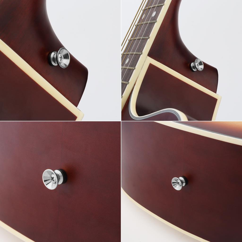 Metal 6pcs Guitar Strap Lock Buttons Gold Silver Black Acoustic Electric Ukulele Secure Heavy Duty