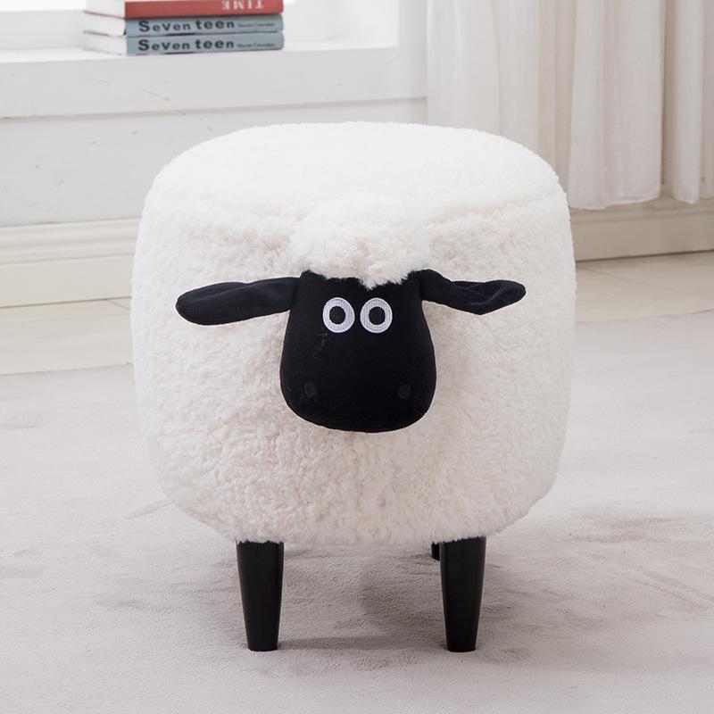 Solid Wood Creative Sheep Storage Stool Makeup Stool Living Room Change Shoe Bench Dressing Table Stool Storage Sofa Stool