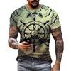 Retro Fashion Compass Compass Pattern 3D Printed Men's Street Loose T-shirt