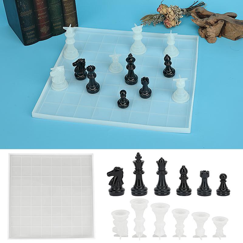 1 Set Diy Drop Glue International Chess Crystal Epoxy Resin Mold 3D Chess Piece Silicone Mould Accessories