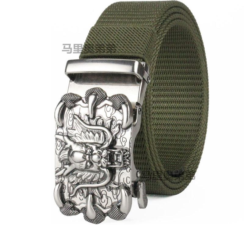 Belt, Men's Automatic Buckle Toothless Business Casual Men's Belt, Young People's Personality Trendy Nylon Canvas