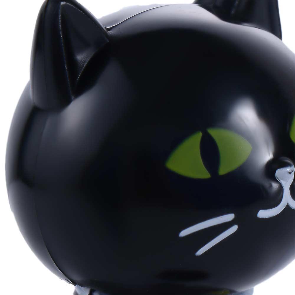 Black Eco Friendly Ornament Solar Toy Doll Dancing Cat Figure Shaking Head Cat Bobble Head Doll