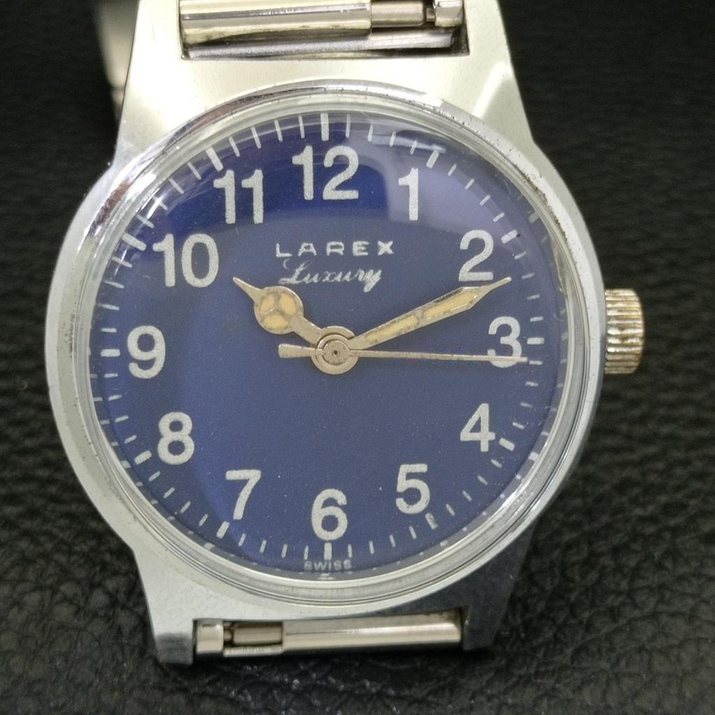 VINTAGE LAREX LUKSUSOWY MECHANICZNY SZWAJCARSKI MĘSKI ZEGAR Z NIEBIESKĄ TARCZĄ a702042-5