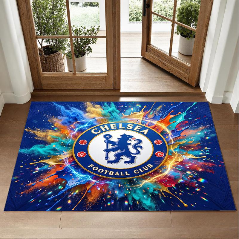 Chelsea FC Design Crystal Velvet Rug Soft Decorative Mat for Bedroom Entrance