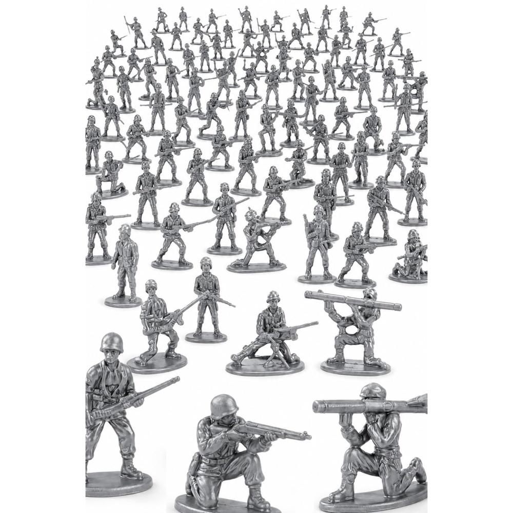 Army Figures, Soldier 100 Military Various Types, Men, Green Toy Soldiers, Army, Soldiers (Silver)