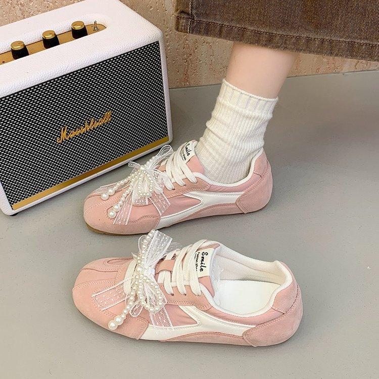 Lace Bow Mandarin Duck Buckle Single Shoes Women's 2025 Pair of Shoelaces Dexun Women's Shoes Casual Sports Forrest Gump Shoes Sports Shoes