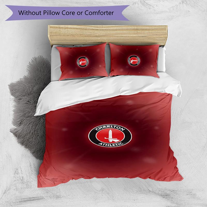 Charlton Athletic FC Ensemble de literie imprimé 3 pièces Housse de couette respirante avec taies d'oreiller Linge de lit décoratif pour chambre à coucher Maison