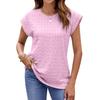 Spring Summer Solid Color Jacquard Solid Color Round Neck Short Sleeved T-shirt Top for Women Shirt