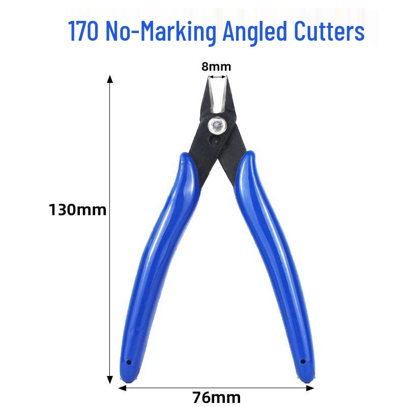 

170mm Anti-Static Needle-Nose Pliers - Carbon Steel, Angled Blade for Wire Cutting & Stripping, Ideal for Electricians