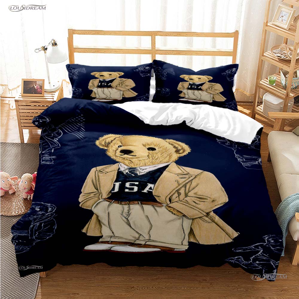 Fashion Bear Casal All Season Duvet Cover Comforter Bedding Set Soft Quilt Cover and Pillowcases Teens Single/Double/Queen/King