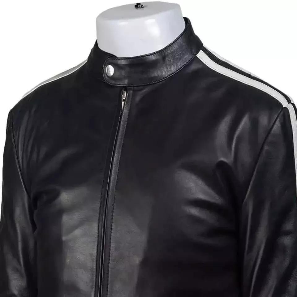 Lambskin Leather Men's Jacket Black Stylish Genuine Handmade Lambskin Soft Real