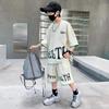 Zomer Kleding Set voor Jongens Letterprint Sportpak Kinderen Tiener Outfits Casual T-shirt met Korte Mouwen + Korte Broek Trainingspak Kostuum
