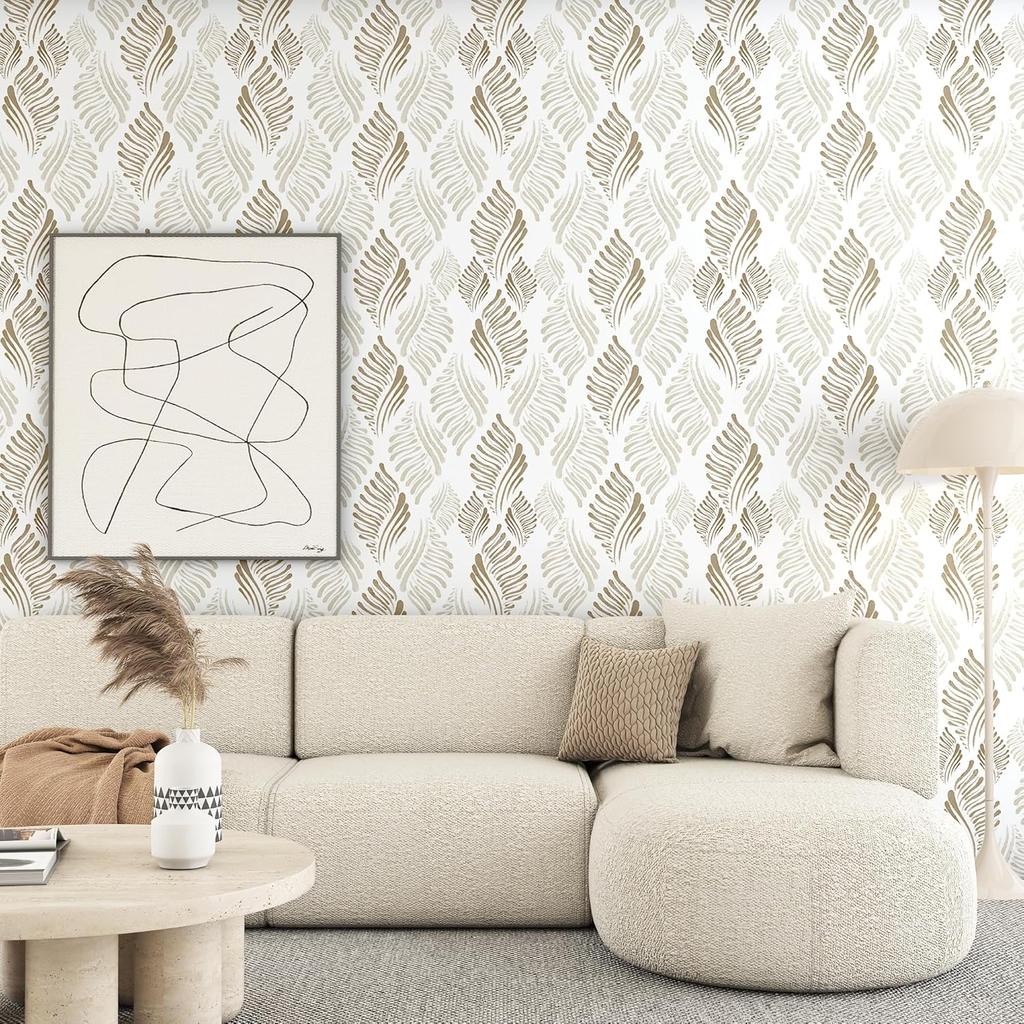 Modern Brown Peel and Stick Wallpaper Boho Brown and Beige Self Adhesive Removable Wallpaper Waterproof Geometric Contact Paper