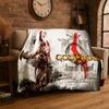 Retro God of War Spiel Kratos Flanelldecke Weiche Warme Überwurfdecke für Schlafzimmer Wohnzimmer Bett Reise Camping Picknick Geschenk