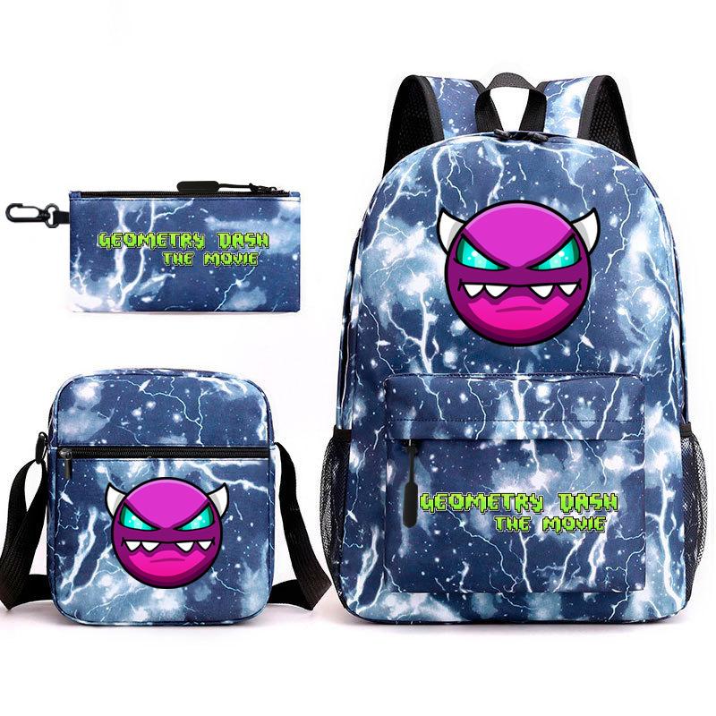 Geometry sprint game backpack geometry dash heat transfer backpack elementary school bag leisure bag