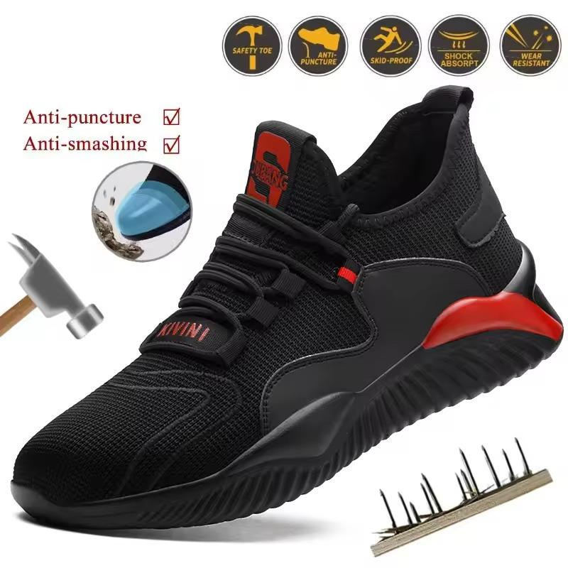 Fashion Work Men Safety Shoes Indestructible Steel Toe Shoes Puncture-Proof Anti-Smash Boots Protective Safety Boots Breathable Sneakers
