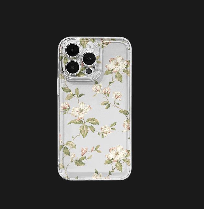 Spring Floral Space Shell Soft Case for iPhone 13/14/15 Pro Max