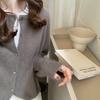 Spring Autumn Crew Neck Purple Short Knit Cardigan Loose Outer Wear Sweater Coat for Women