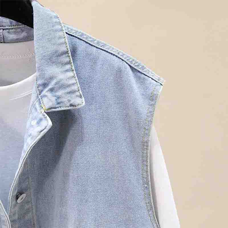 Denim Vest Women's Spring and Autumn Loose Sleeveless Jacket Vest Outer Wear Trendy Ladies Small Fragrance Coat Loose Tops