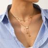 Double-layer stainless steel necklace, light luxury niche accessory, sweater chain for women, titanium steel jewelry