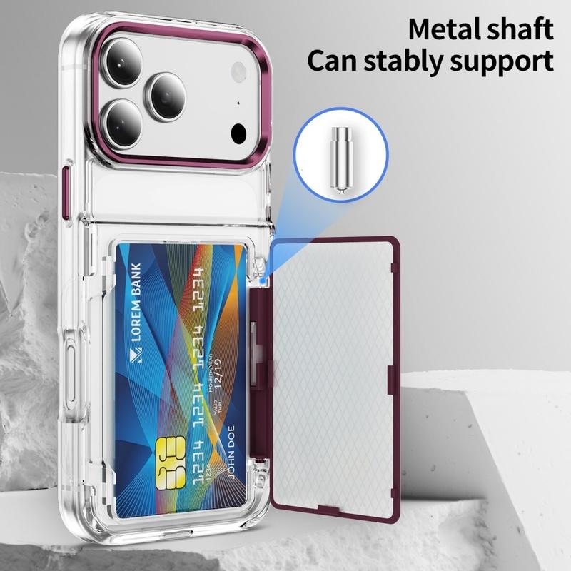 18pro Dual Card Slot Transparent Holder Case for iPhone 18 Pro Max 15 17 Pro 16 12 13 11 Shockproof Wallet Slot Shell Hard Cover