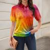 Women's Casual Floral Print V-Neck Short Sleeve Decorative Button T-Shirt Top