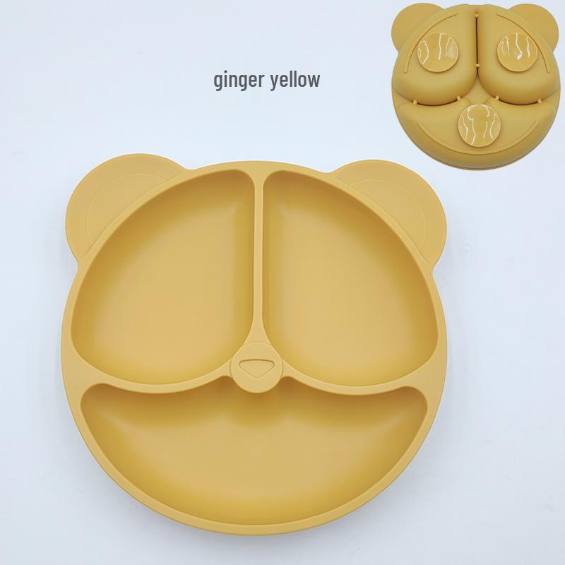 Silicone Bear Ears 3-Compartment Suction Plate for Kids